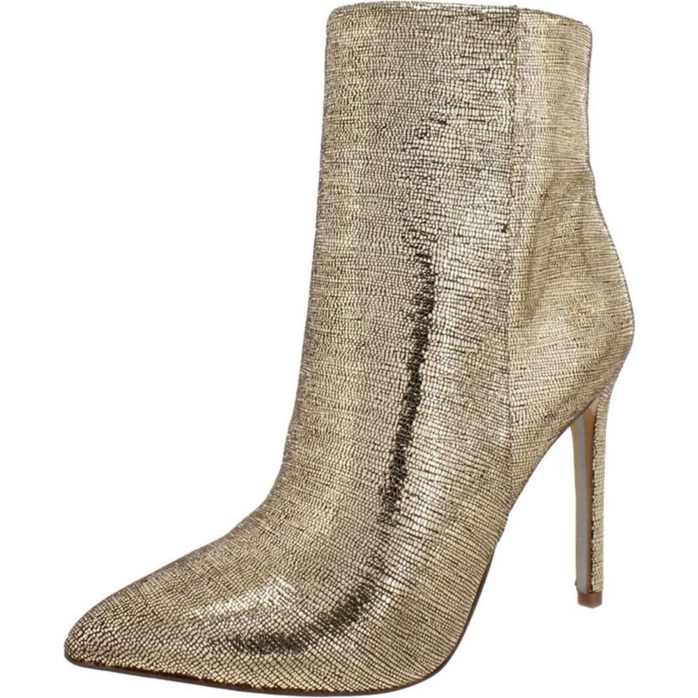 Brand NEW-Sam Edelman Gold Heeled Boots Metallic Stiletto Ankle! Size 10.5